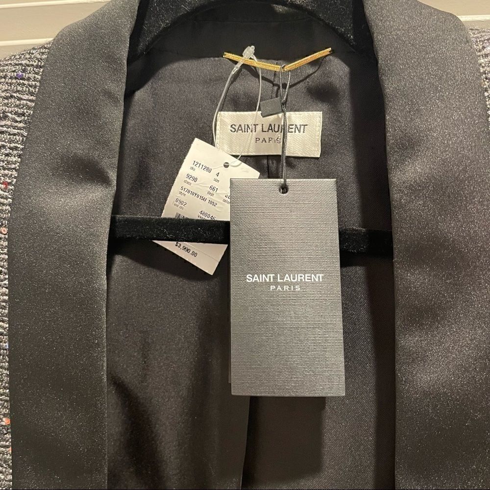 NWT Saint Laurent tweed blazer with sequins - Picture 3 of 9